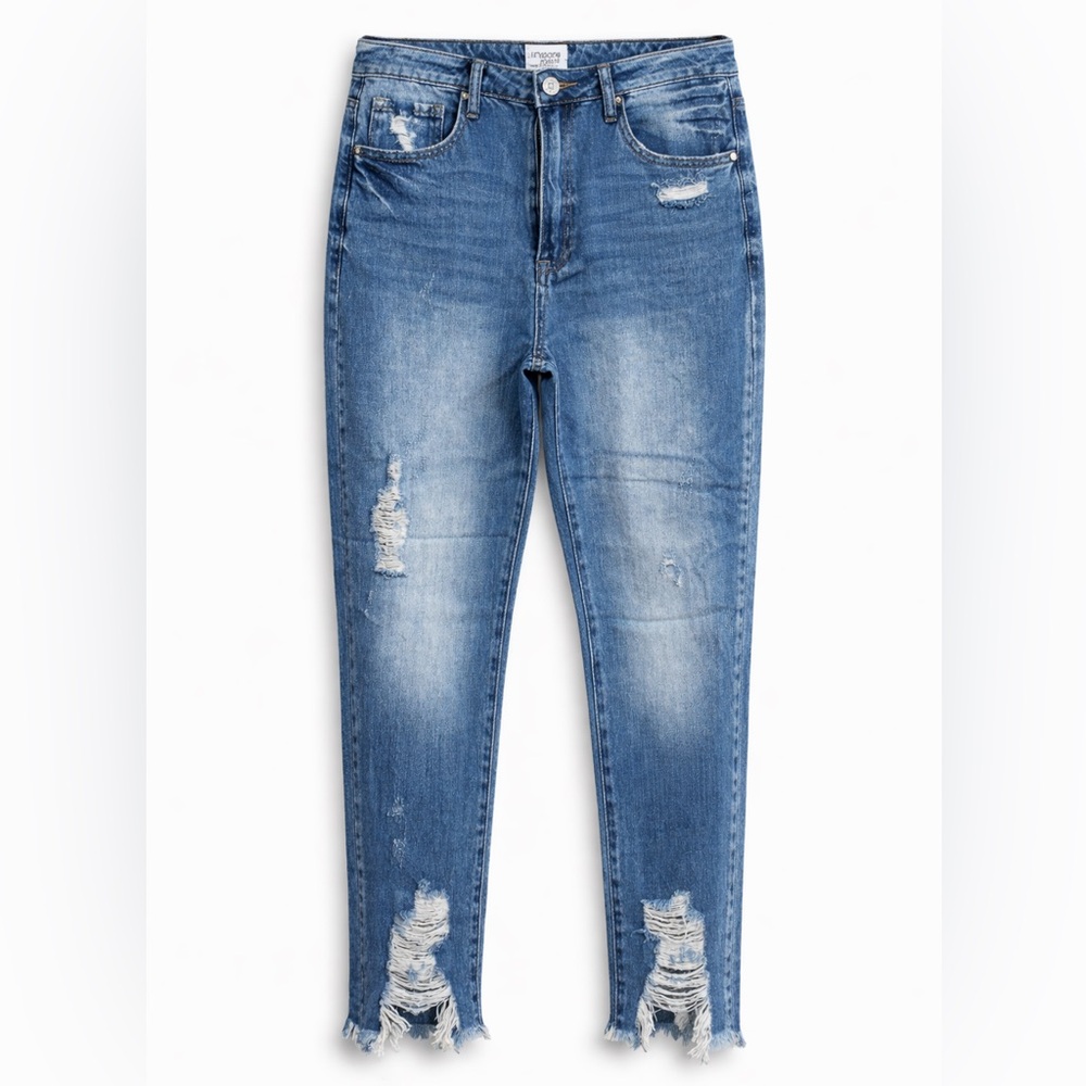 NWT Insane Gene Distressed Blue Skinny for insane price! Small-Med-Large avail